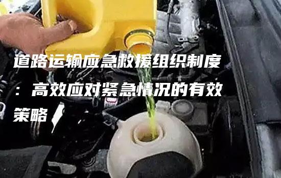 道路运输应急救援组织制度：高效应对紧急情况的有效策略