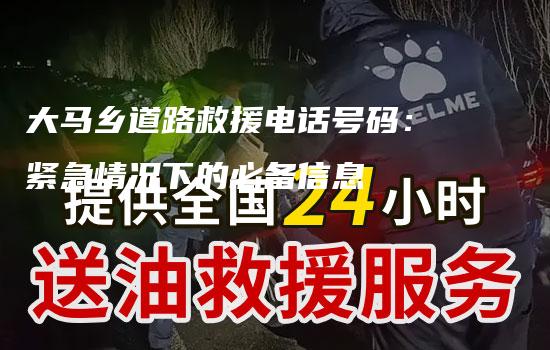 大马乡道路救援电话号码：紧急情况下的必备信息